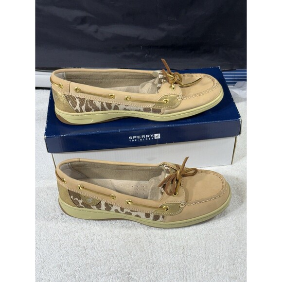 Sperry Top Sider WomanTan Cheetah Print Angelfish STS93604 Boat Shoe NIB Sz 9.5 - Picture 3 of 8